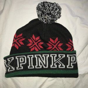Pink snow beanie